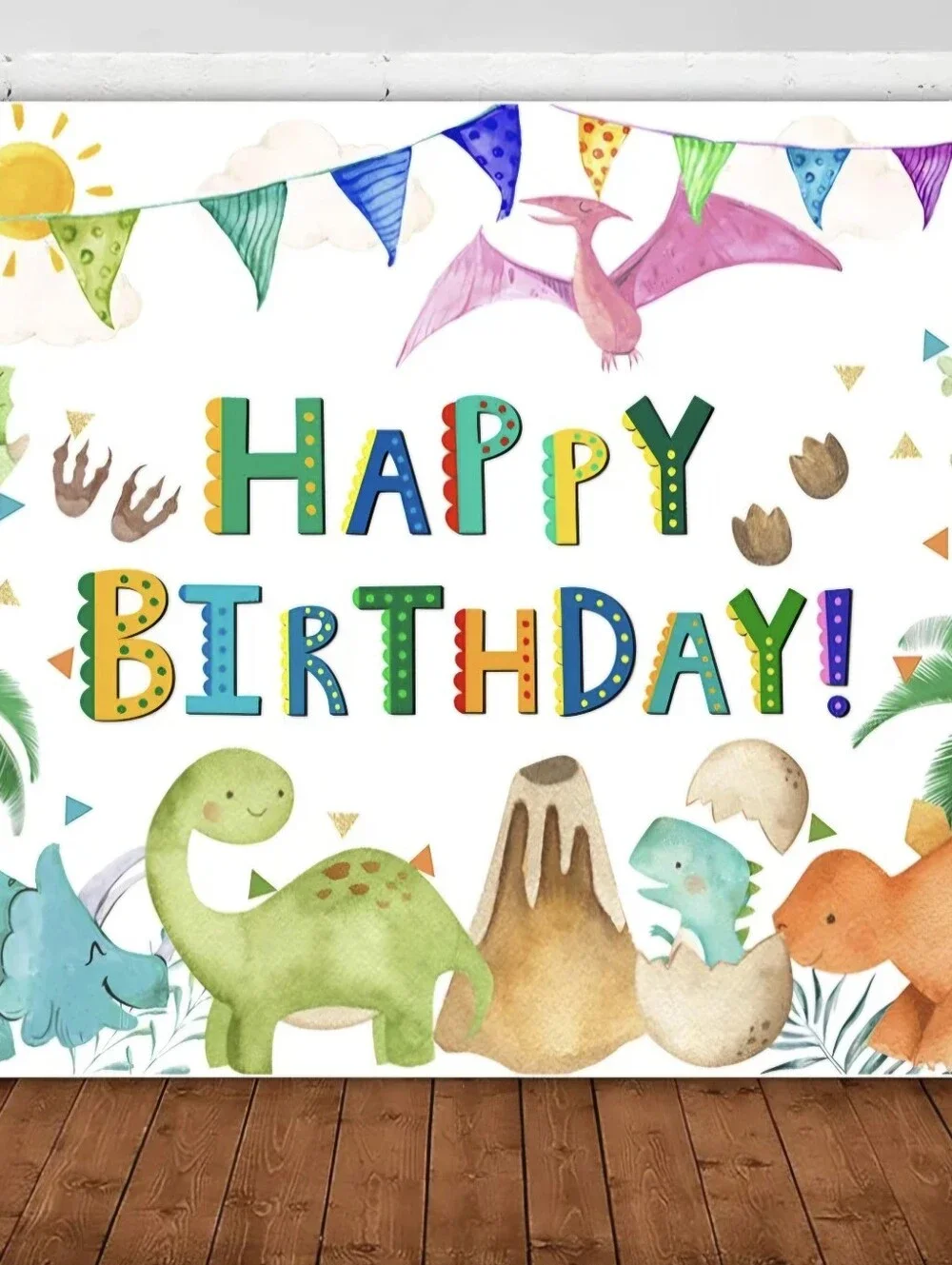 Happy Birthday Dinosaur Party Backdrop 7'x5'